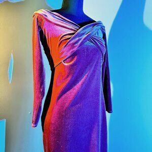 Off Shoulder Twist Front Velvet Dress